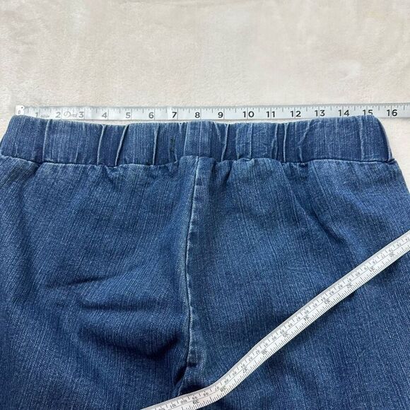 MU Denim Women's XL Elastic Waist Pull On Capri Jeans Blue Casual Comfy‎ Cropped - Picture 7 of 9